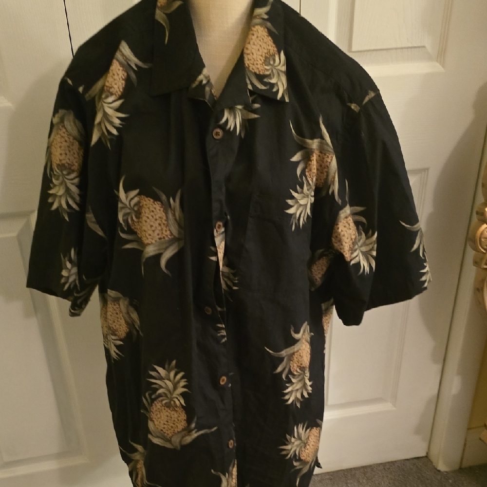 Black Hawaiian Shirt with Pineapple Print